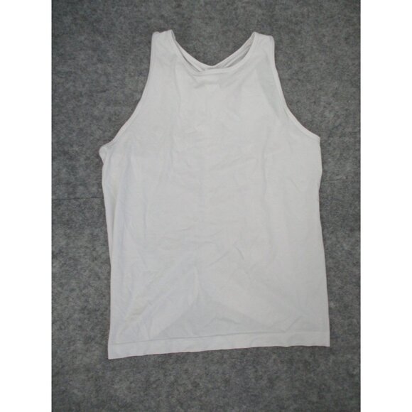 Fabletics White Tank Top Ruched Back Sleeveless Athletic Workout Womens Large - Picture 1 of 16